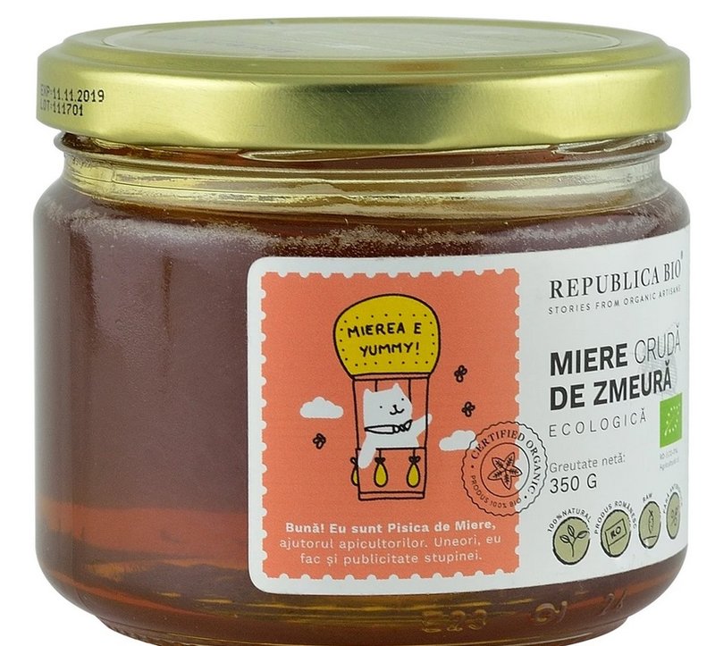 Miere de zmeura ecologica cruda Republica BIO350 g